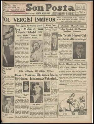 Son Posta Gazetesi 18 Mayıs 1931 kapağı