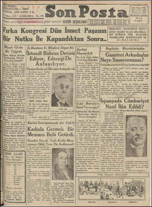 Son Posta Gazetesi 20 Mayıs 1931 kapağı
