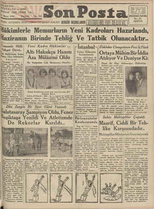Son Posta Gazetesi 31 Mayıs 1931 kapağı