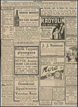  3 SÖON POSTA Temmuz 20 Halis İlmon çiçeklerinden müstahzar 90 derece HASAN KOLONYASI bir harikal San'atlir: br Te t Hastalara