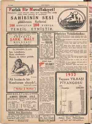  İ 12 Sayfa SON POSTA Kânunuevvel 2 © ( Parlak Bir Muvaffakıyet! ir Hükümetimizin, ri milliyemizi himaye etmek hususunda...