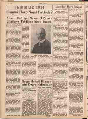    — İmmmmmman 14 Sayfa — SON POSTA | TEMMUZ 1914 Umumi Harp Nasıl Patladı ? Melen H.R. m Doktor: Semi Ekreme — Yazan: Emil