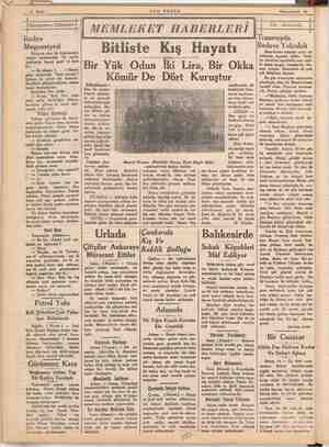    SON POSTA Kânunuevvel 18 eN EE) | MEMLEKET HABERLERİ |—> 2 | İ İ İ Radyo Tramvayda . . o eo ma Bitliste Kış Hayatı Pba'lu