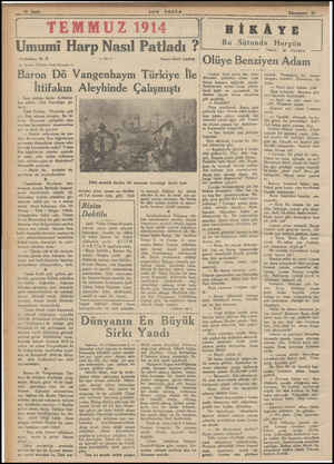  aa LA MA İT a aaar Ğİ e. * D Te DA CO İ y Nakleden: H. R. — Kızım Doktor: Semi Ekreme — Baron Dö Vangenhaym Türkiye İle...