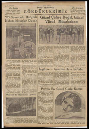  Haftada Bir Defa Neşro- lunu?f Ve Bütün Dünya Matbuatını Size Getirir, 933 F Radyoda 1933 senesi içinde mübim inkılâplar...