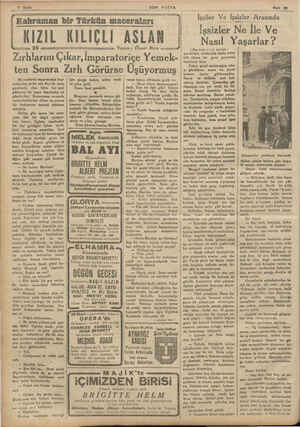   —8 Sayfa Kahraman bir 'I'ürkün maceraları KIZIL KILIĞLI ASLAN Yazan; Ömer Rıza Zırl'ılarını Çıkar, lmparatorıçe Yemek- ten