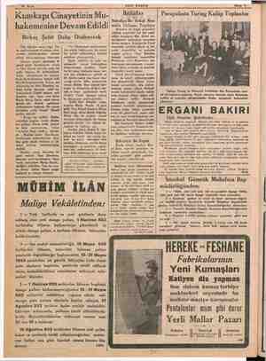  10 Sayfa SON POSTA Maya PN Kumkapı Cinayetinin Mu- hakemesine Devam Edildi Birkaç Şahit D Daha Dinlenecek — Cümhuriyet li ii