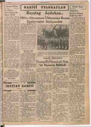  15 Mayıs Siyaset Âlemi M. Hitler, Amerika'ya Da Hayır, Dedi ili M. Hitler m taşvekil dar ter geldiği zaman, dört s ne Az...