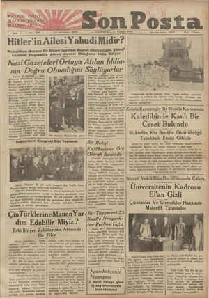    HALKIN GÖZÜ HALKIN KULAĞI HATLKINSDİLİ Sene — No: 1069 Muhaliflere Men-sdp Bir Alman Gazetesi Musevi düşmanlığile Şöhret|