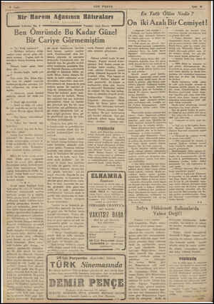 - SON POSTA- Bir Harem Ağasının Hâtıraları Tetfrika No. Ben Ömrü — Yal! Nedir kabahati ? — Melekper kalfadan aldığı wazifeyi