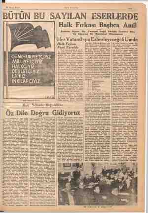  29 Birinci Teşrin Halk fırkasının bayrağı SON POSTA TÜN BU SAYILAN ESERLERDE Halk Fırkası Başlıca Amil Alelâde Siyasi Ve “Bir