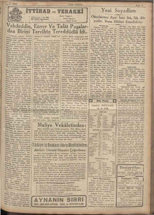    ü a e A, V M G UN 6 Hcai AÇ B S LAİ ea a çe İTTİHAD B inci kısım “  son Posta ve TERAKKİ Nasil Doğdu?.. Ne 201 Ner hakkı