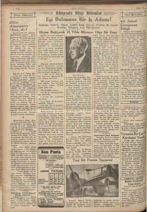    ) | | | K 6 Sayfa Dünya Hâdiseleri Hitler Almanyanın “Nesi,, dir ? Journal gazetesinin muharrir- lerinden — Edvar Helsey