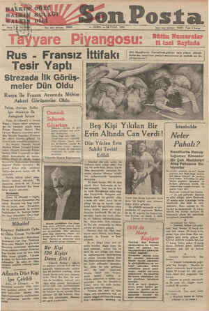    GÖZÜ KULAGI Yazı işleri telefonu: mg — CUMA — 12 NİSAN 1935 Rus - Fransız Ittıfakı Tesir r Yaptı Strezada İlk Görüş- meler