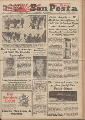  İRALKIN oOzo HALRMN ıwg.m. HAvKAN, Dİeİ T- Soen Posta — CUMARTESİ — 29 HAZİRAN 1935 Reisicumhur Atatürklin Ankaradan...