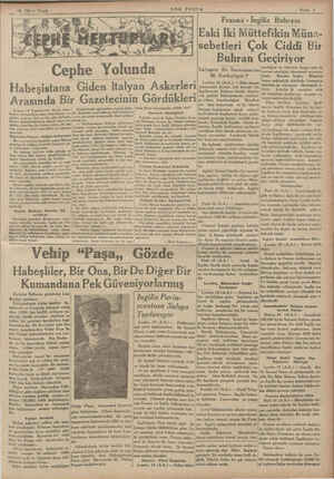  19 Birirci Teşrin Cephe Yolunda Habeşîstanaı_Gi)dîn İtalyan Askerlerî 'Arasında Bir Gazetecinin Gördükleri Ortalık henliz...