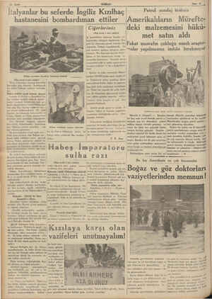  10 Sayfa İtalyanlar bu seferde İngiliz Kizılhaç hastanesini bombardıman ettiler Habeş yaralıları Kızılhaç hastanesi önünde