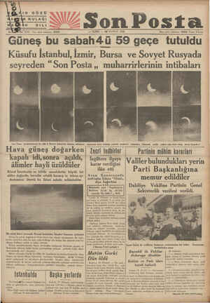  on Posta n Idare işleri telefonu: 20203 Fi; 5 Kuru 19 HAZİRAN 1936 — CUMA u sabah4-ü 59 geçe tutuldu Güneş b Küsufu İstanbul,