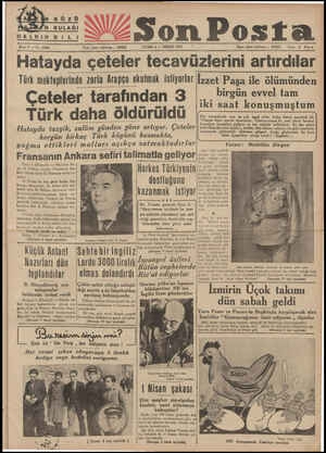  HALKIN DIiL Bene 7 — No. 2394 Hatayd Türk mekteplerinde Yazı işleri telefonu : 20203 zorla Arapça CUMA 2 — NİSAN 1937 a...