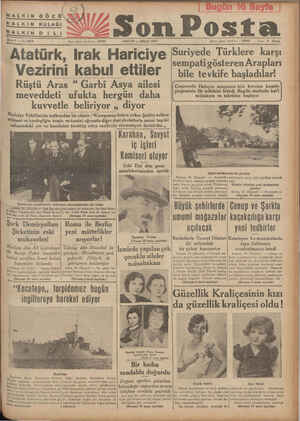    Üa Bene 7 — No. 2419 HALKIN Di Li Yazi İşleri telefonu : 20203 SALI 27 — NİSAN 1937 Atatürk, Irak Hariciye Vezirini kabul
