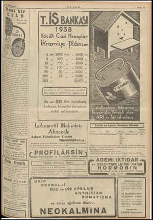    O SON POSTA g 2: İT.İOBANKASI 1938 Köçük Cari Hesaplar İkramiye Plânı ai 4 adet 1000 tiraık - 4000 lira ilen kaytol 8 , 500