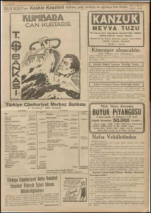    “SALIK NEGATI'nin Keskin Kaşeleri ü KUMBADA CAN KURTARIR Türkiye Cümhuriyet Merkez Bankası 2 - Temmuz - 1938 Vaziyeti AKTİR