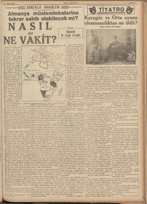  KA SA 9 İkinciteşrin SON POSTA Sayfa 7 ASKERLİK BAHiSLERİ —— Almanya müstemlekelerine tekrar sa Alman müstemleke da- Yası...