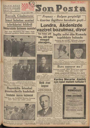    HALKIN GÖZÜ HALKIN KULAĞI y on Posta mnm 4 — BİRİNCİKÂNUN 1938 “ tüare işleri teleloa: 20209 Yisir Bkurüğ 't Ruzvelt,...