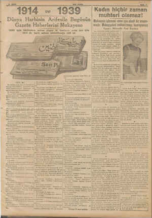    31 MART 1914 «e 193 Dünya Harbinin Arifesile Bugünün | ekinenin iş Gazete Haberlerini Mukayese 1939 öyle hâdiselere sahne