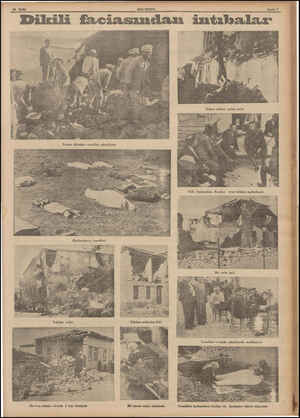  2 SON POSTA Sayfa 7 Dikili faciasından intıbalar Enkaz altından cesedler çıkarılıyor Vali, kumandan, Kızılay reisi felâket