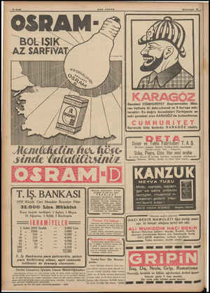    T.İŞ. BANKASI 1939 Küçük Cari Hesablar İkramiye Plânı 32.000 Lira Mükâfat Kura keşide tarihleri: 1 Şubat, 1 Mayıs, 26...