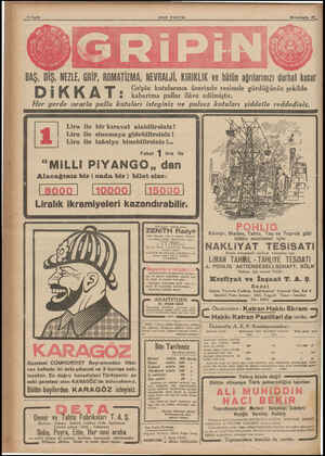  BAŞ, DİŞ, NEZLE, GRİP, ROMATİZMA, NEVRALJİ, KIRIKLIK ve bütün ağrılarınızı derhal keser DIKKAT: kabartma pullar ilâve Gripin