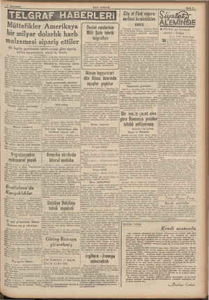  5 İkinciteşrin AKİN Müttefikler Amerikaya bir milyar dolarlık harb malzemesi sipariş ettiler Bir İngiliz gazetesinin...