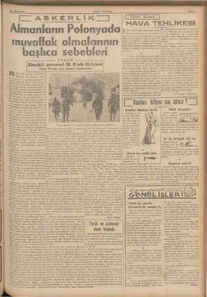  EŞ VR a, e A . “y İlinciteşrin SON POSTA - Sayfa 5 | ASKERLİK | Almanların Polonyada ; muvaffak olmalarının başlıca sebebleri