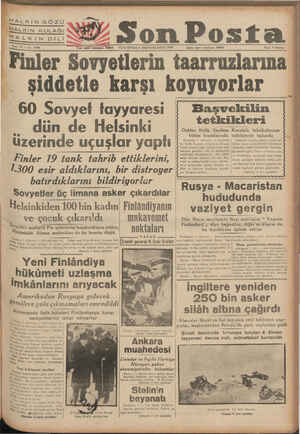    HALKIN GÖZÜ HALKIN KULAĞI _HALKıN Bd I Y Son Posta sm._ 10 — No. 3356 Yan e Glelmır 20203 (—unmrsı 2 BİRİNCİKÂNUN 1939...
