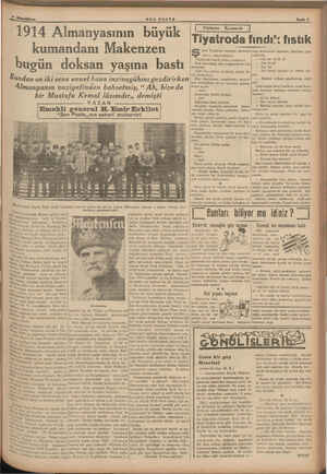  Ykar, “ag da Mist SON POSTA 1914 Almanyasının büyük “> kumandanı Makenzen bugün doksan yaşına bastı Bundan on iki sene evvel