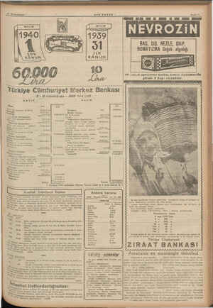    o8T'A öğ Sayfa"ti | “> NE EŞ EN | MiLir PİYANGO G8 1940 YLBA; 6.900 Türkiye Cümhuriyet Merkez Bankası 9 - B.rincikânun -