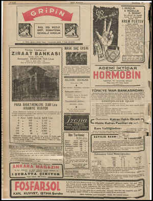  12 Sayfa BAŞ, DİŞ NEZLE GRİP, ROMATİZMA NEVRALJİ KIRIKLIK SON POSTA Türkiye Cümhuriyeti ZIRAAT BANKASI Kuruluş . tarihi: 1888