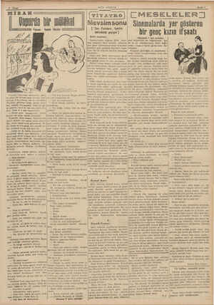    | 5 Nisan MİZAH Kadıköy vapurumun salonunda, genç| — Yok kısa keserim. Bugün sabahle- SON POSTA Dİ Mievsim sonu (“Son...