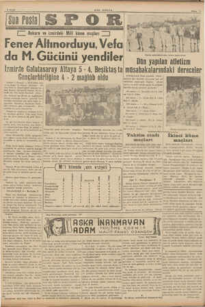    6 Savfa SON POSTA nu SS POR | Ankara ve izmirdeki Milli küme maçları “| Fener Altınorduyu, Vefa da M. Gücünü yendiler Dünkü