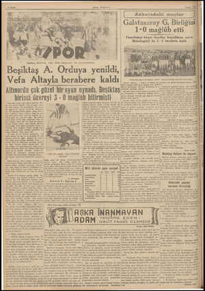  Beşiktaş - Altmor du, Vefa - Altay maçlarından iki gü Gi ... G. Birli; ini 1-0 mağlüb etti Fenerbahçe birçok fırsatlar...