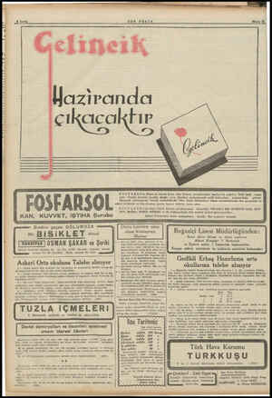  mek İsi SA eyy e İ FARSOL KAN, KUVVET, iŞTiHA Şurubu Sınıfını geçen OĞLUNUZA Bir BiSiKLET alınızl OSMAN ŞAKAR ve Şeriki...