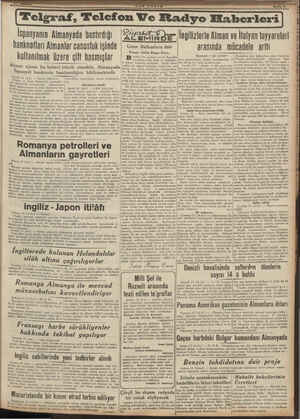  Telgraf, Telefon Ve Radyo Haberleri İspanyanın Almanyada bastırdığı banknotları Almanlar casusluk işinde - kullanılmak üzere