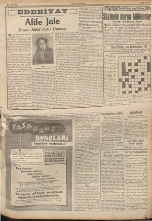  28 Temmuz SON POSTA C EDEBİYAT | Afife İale Yazan: Halid Fahri Ozansoy o nu ilk defa gürüşüm yirmi gü kadar yıl oluyor,...