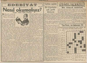  L EDEBİYAT | Nasıl okumalıyız? Tarihten sayfalar Bir itimad meselesi Bir genç kız, Bayan EK. İ, nişanlan . |tatamin ederi bir