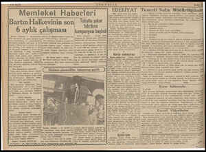  4/2 Sayfa Memleket Haberleri Bartın Halkevinin son) Tokatta şeker fabrikası 6 aylık çalışması kampanyası başladı Bartın...