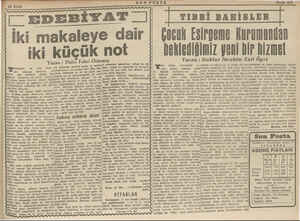  SON POSTA 28 Eylül LL EDEBİYAT | İki makaleye dair iki küçük not e miyolei eirlerln gez Ye eserinden bahsediyor. Gfizet bir