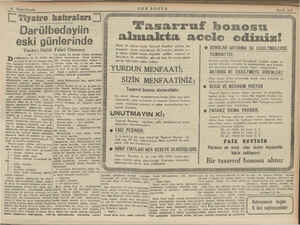    Diş hatıral amma Tiymime damlalar.) Tasarruf bonosu Darülb edayiin eski günlerinde Yazan: Halid iv arilbedayiln bir da...