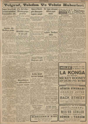       General Vaval Uzak| Çin Zı/aları Şarktaki müttefikler) Birmanyaya Başkumandanı oldu | girdiler Londm, 2 (AA) — Star), 