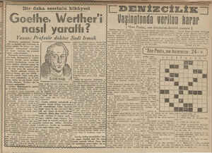     Bir deha eserinin hikâyesi : e DENİZCİLİK Goethe, Werfher'i * Uaşingionda verilen Hirar 2? (“Son Posta i İngiltere...